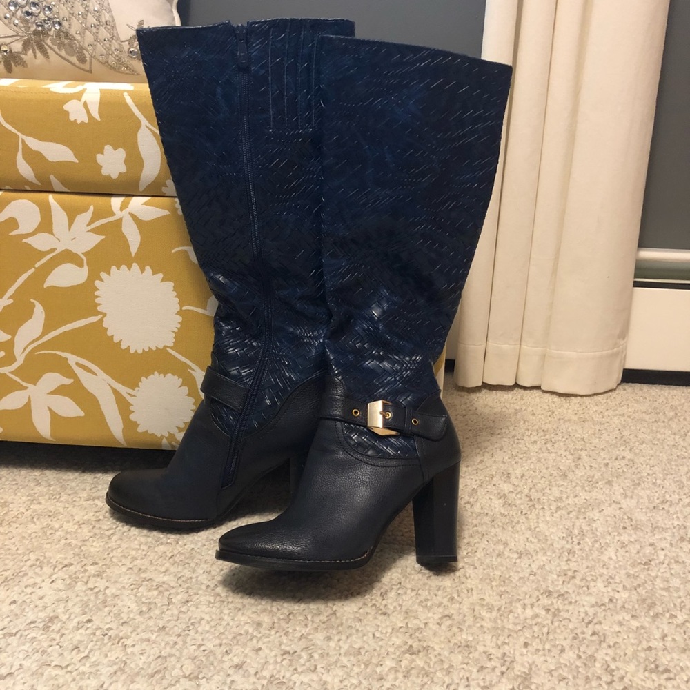 Navy tall boots, size 9.